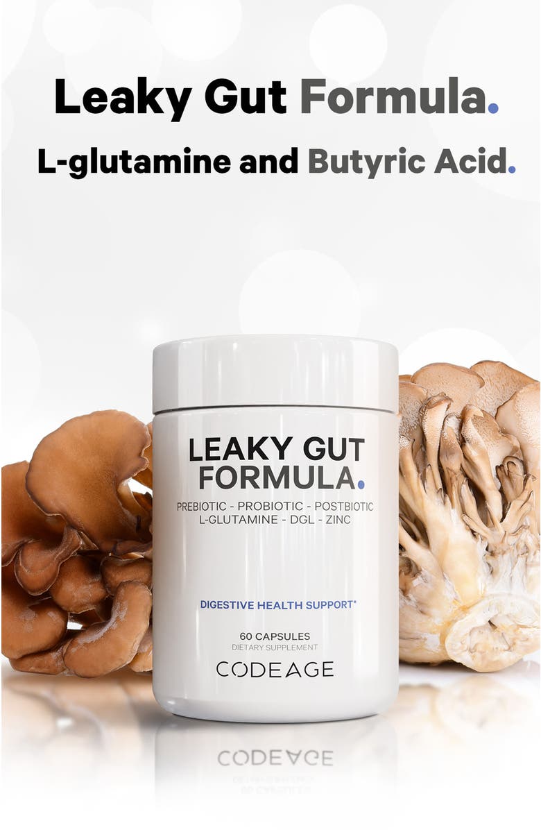 Codeage Leaky Gut L-Glutamine + Probiotics Supplement, Alternate, color, White