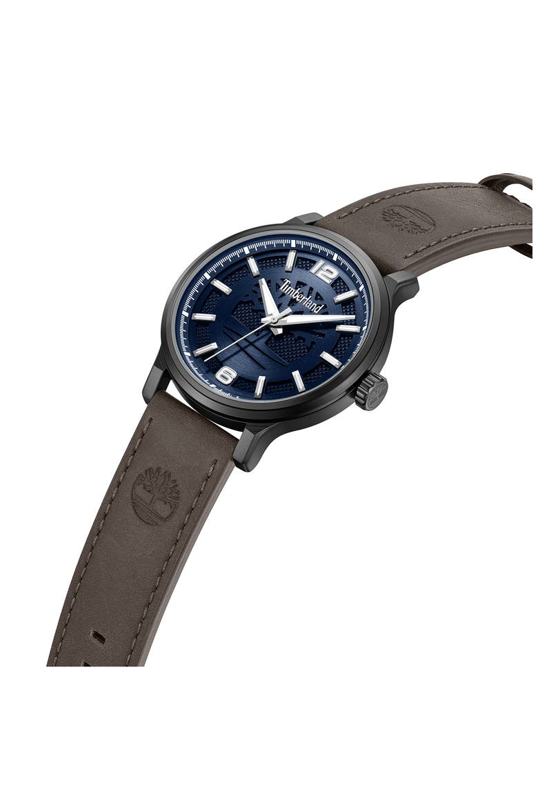 Driscoll Leather Strap Watch, 43mm, Alternate, color, BLUE/ DARK BROWN