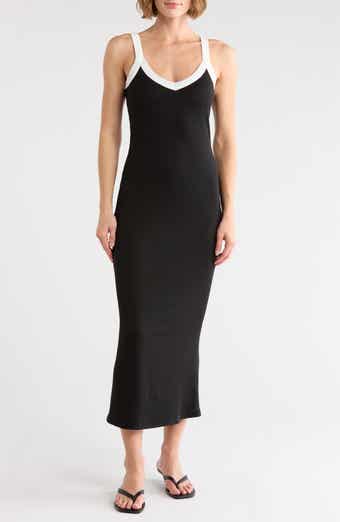 Loveappella Contrast Trim Ribbed Tank Dress