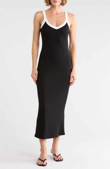 Loveappella Contrast Trim Ribbed Tank Dress