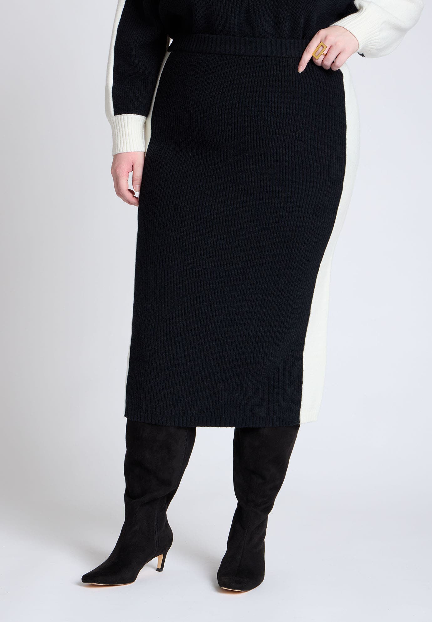 Colorblocked Sweater Midi Skirt - image 2