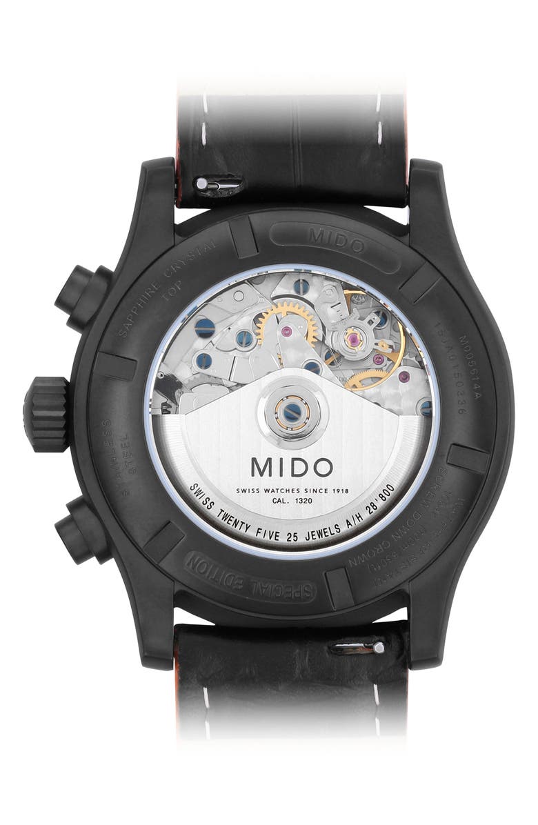 MIDO Multifort Automatic Chronograph Leather Strap Watch, 44mm, Alternate, color,