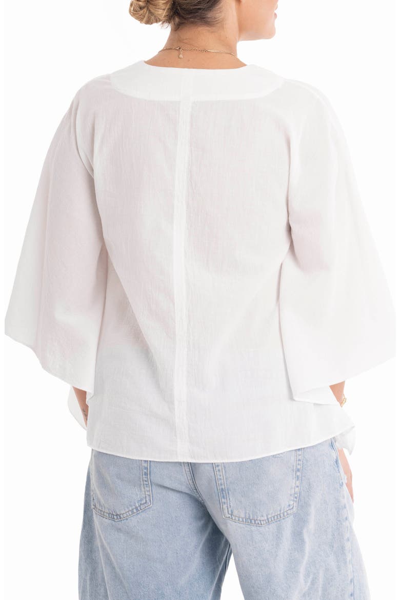 Butterfly Sleeve Cotton Caftan Top, Alternate, color, White
