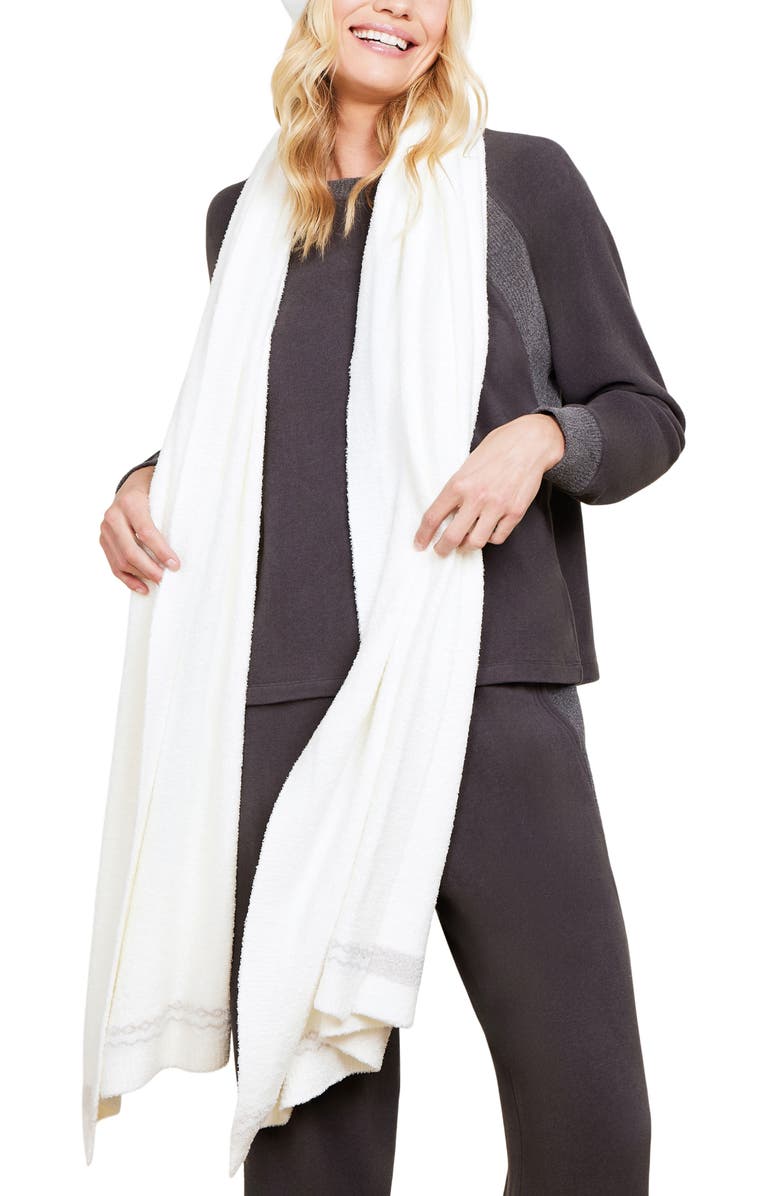 Barefoot Dreams<sup>®</sup> CozyChic<sup>®</sup> Lite Nordic Border Wrap, Alternate, color, Pearl/ Stone