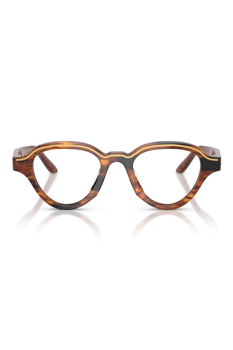 47mm Irregular Optical Glasses, Main, color, SHINY STRIPED DARK BROWN