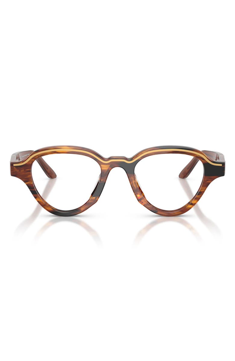 Emporio Armani 47mm Irregular Optical Glasses, Main, color, Shiny Striped Dark Brown
