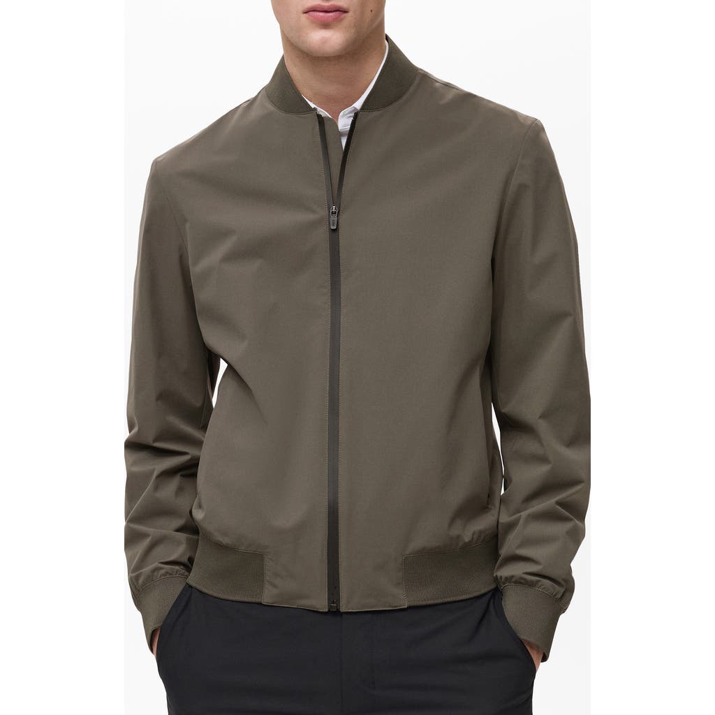 Mango Waterproof Bomber Jacket In Green