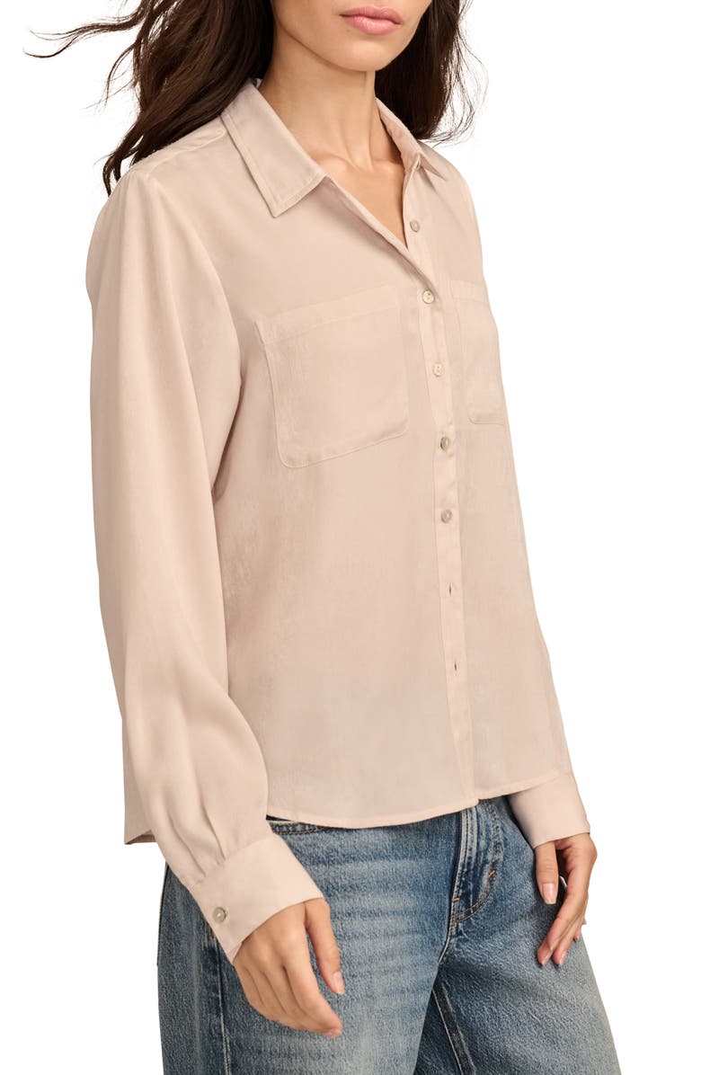 Lucky Brand Hammered Satin Button-Up Shirt, Alternate, color, Beige Morn