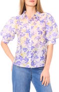 Vince Camuto Floral Puff Sleeve Button-Up Shirt