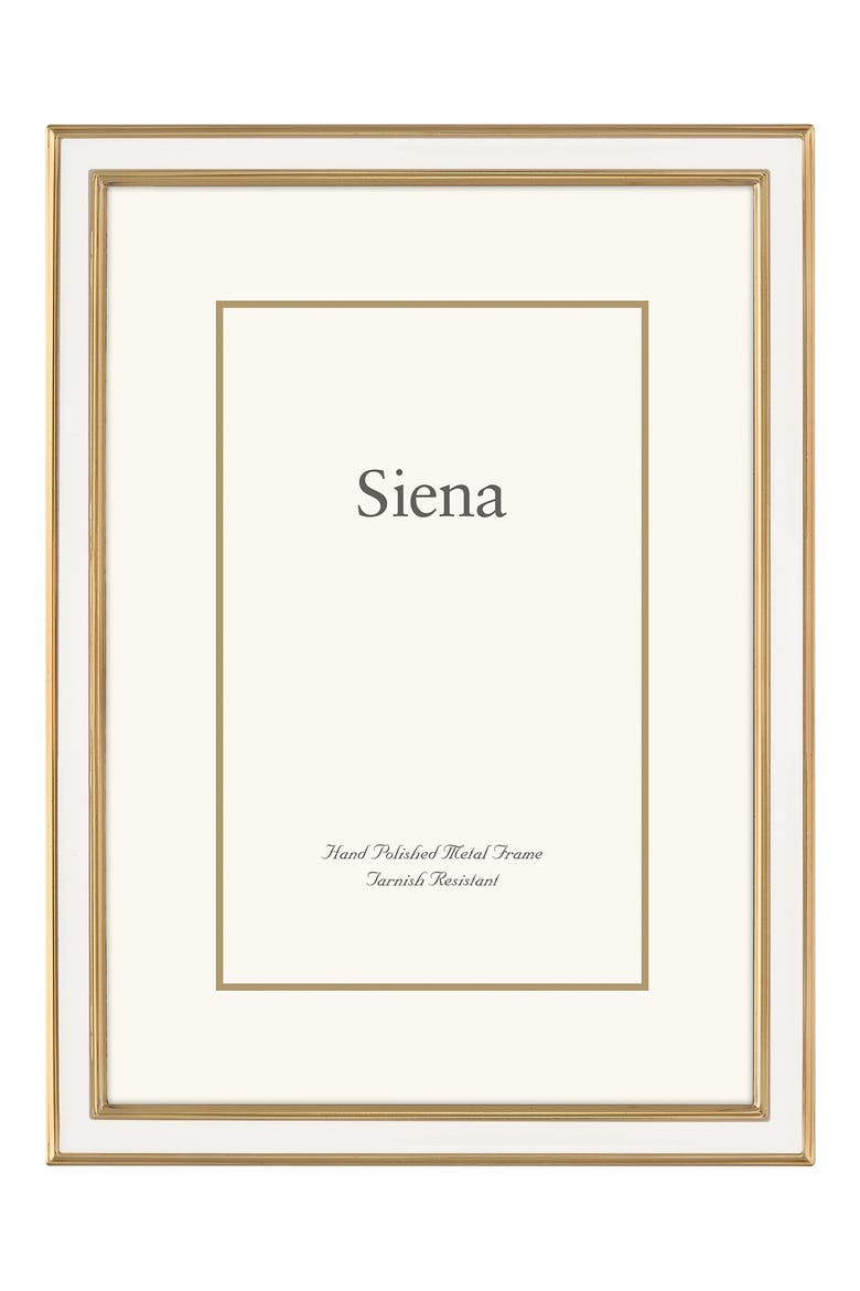 Enamel & Goldtone Border 4" x 6" Picture Frame, Main, color, WHITE/ GOLD