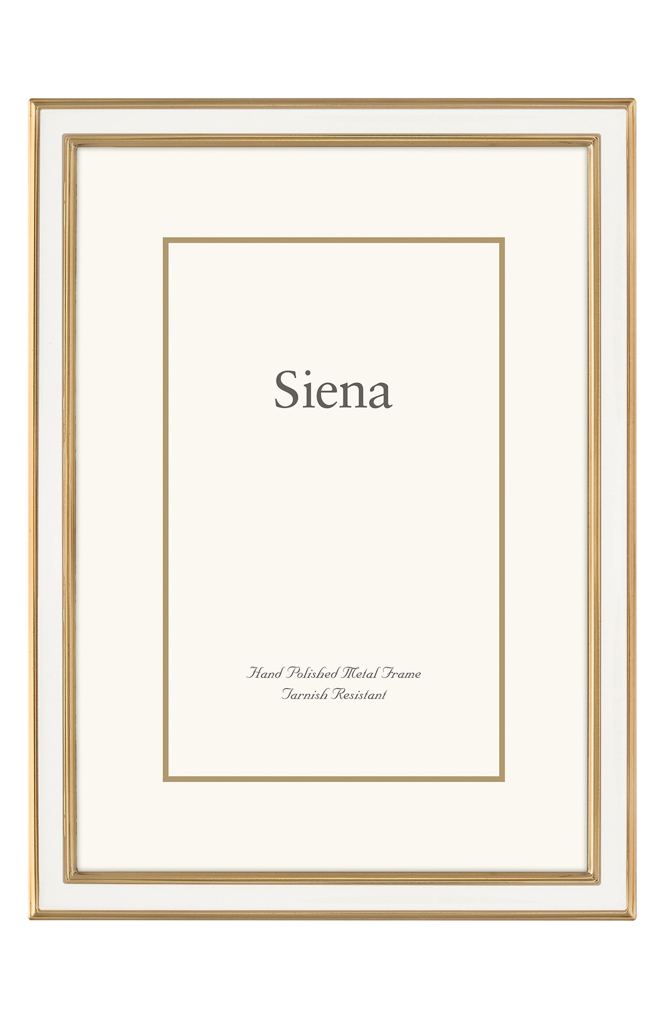 Siena Enamel & Goldtone Border 4" x 6" Picture Frame - White/ Gold, 4x6