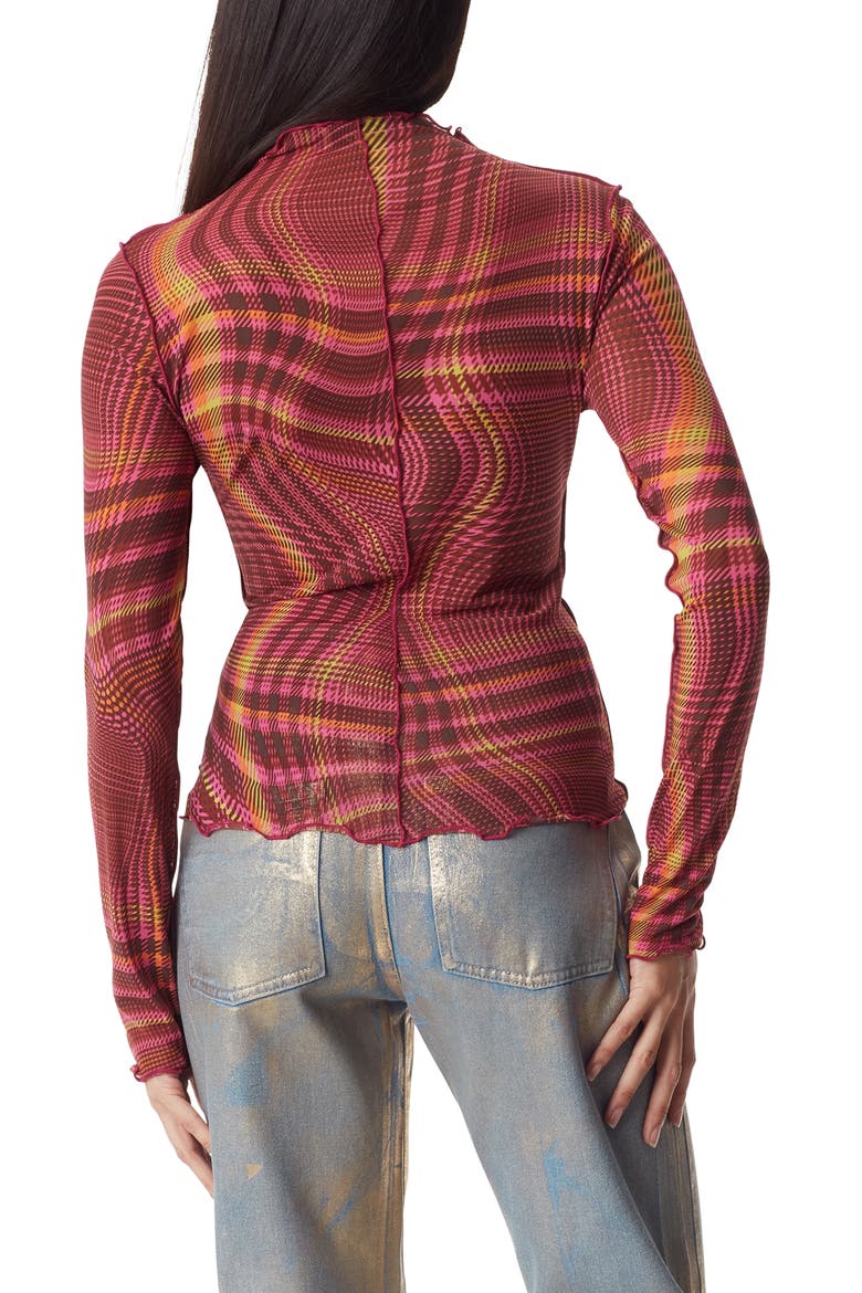 Trinity Long Sleeve Top, Alternate, color, SUPER PINK - PLAID TRIP