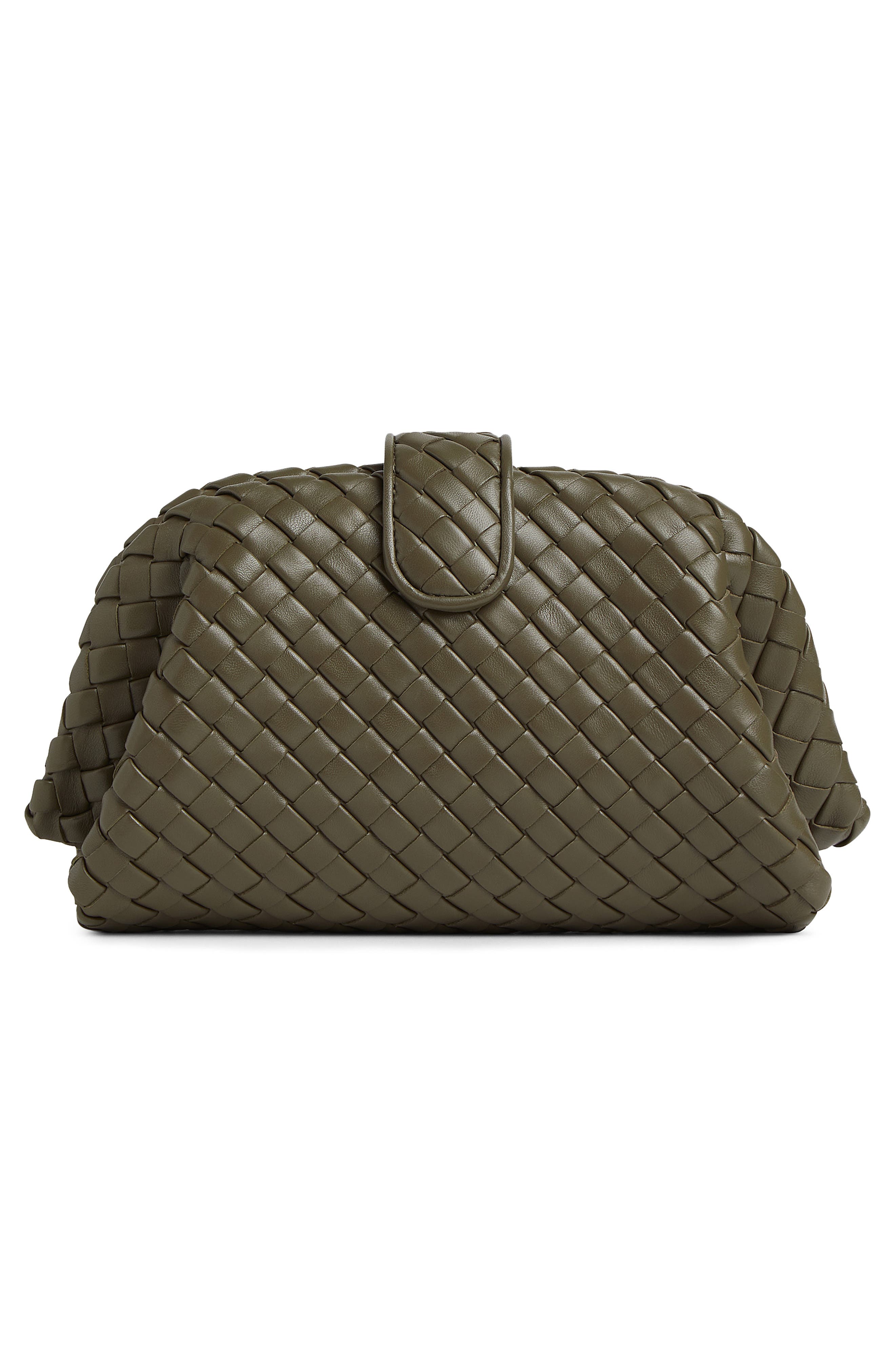 Bottega Veneta Mini Lauren 1980 Intrecciato Leather Clutch, Main, color, 3230 Cypress-Muse Brass
