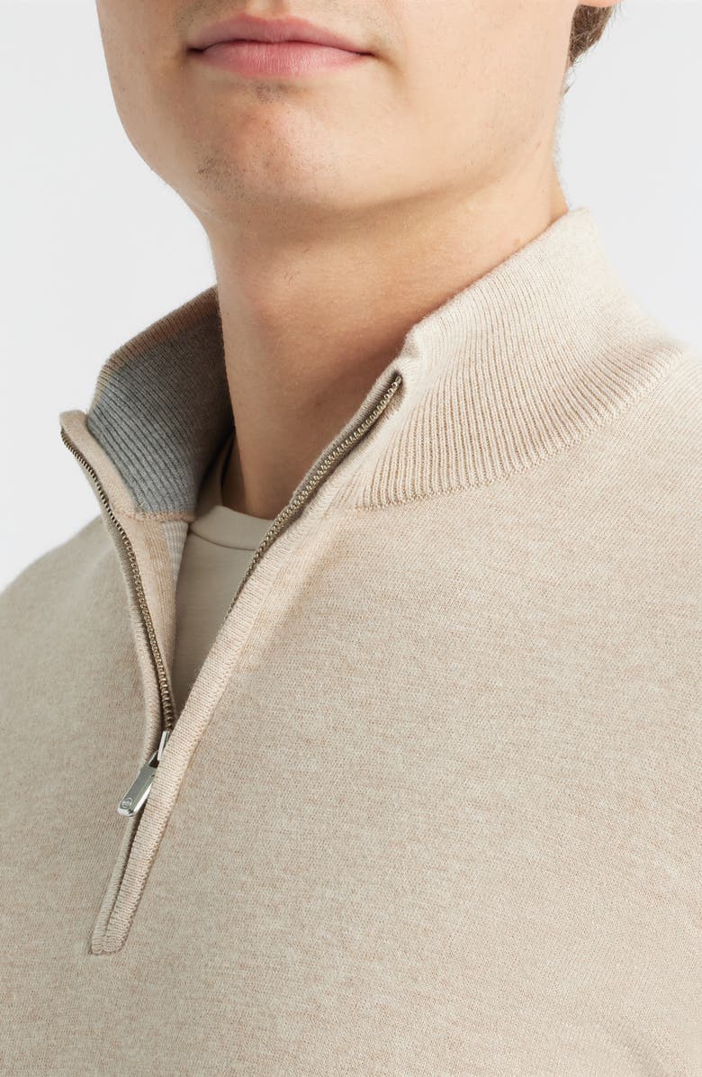 Peter Millar Coolspun Lite Quarter Zip Sweater, Alternate, color, Truffle