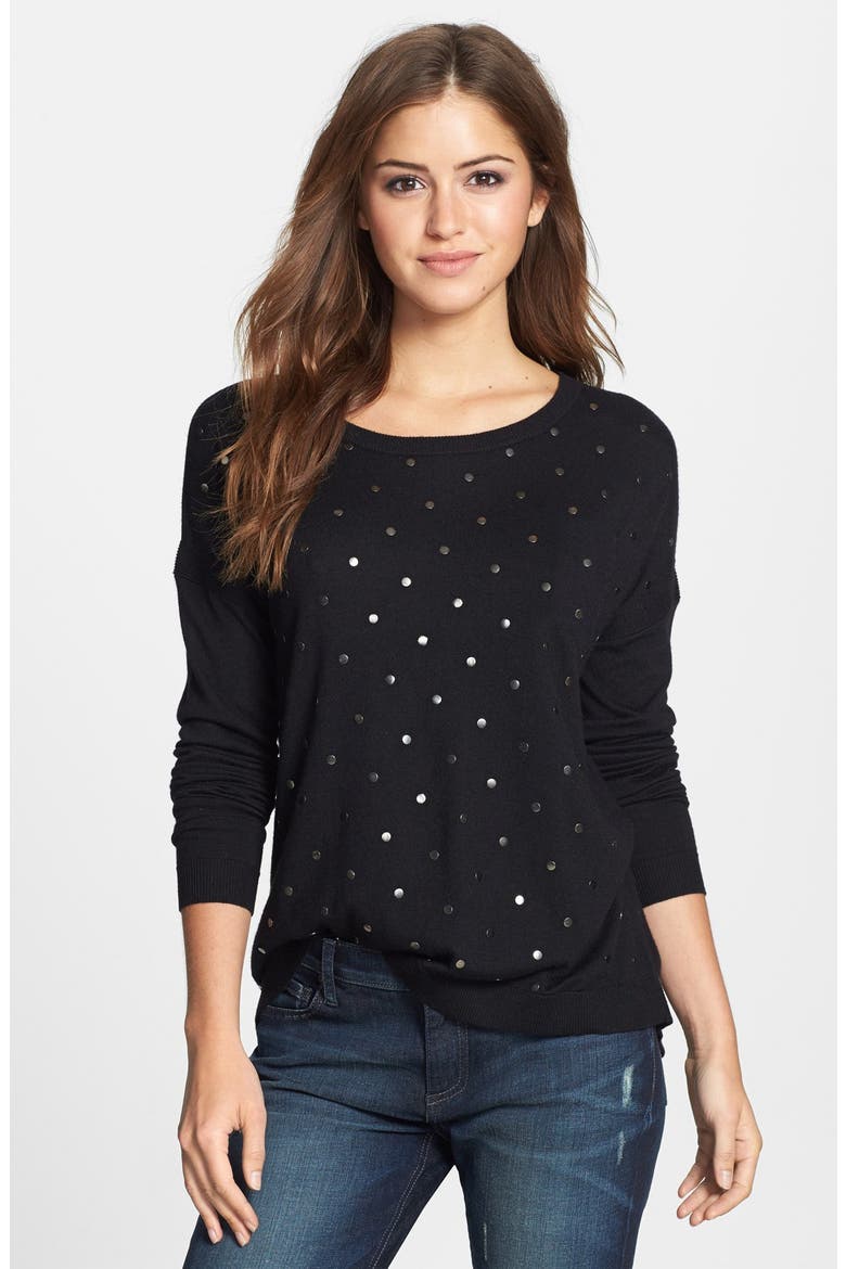 Studded Sweater, Main, color, BLACK STUD