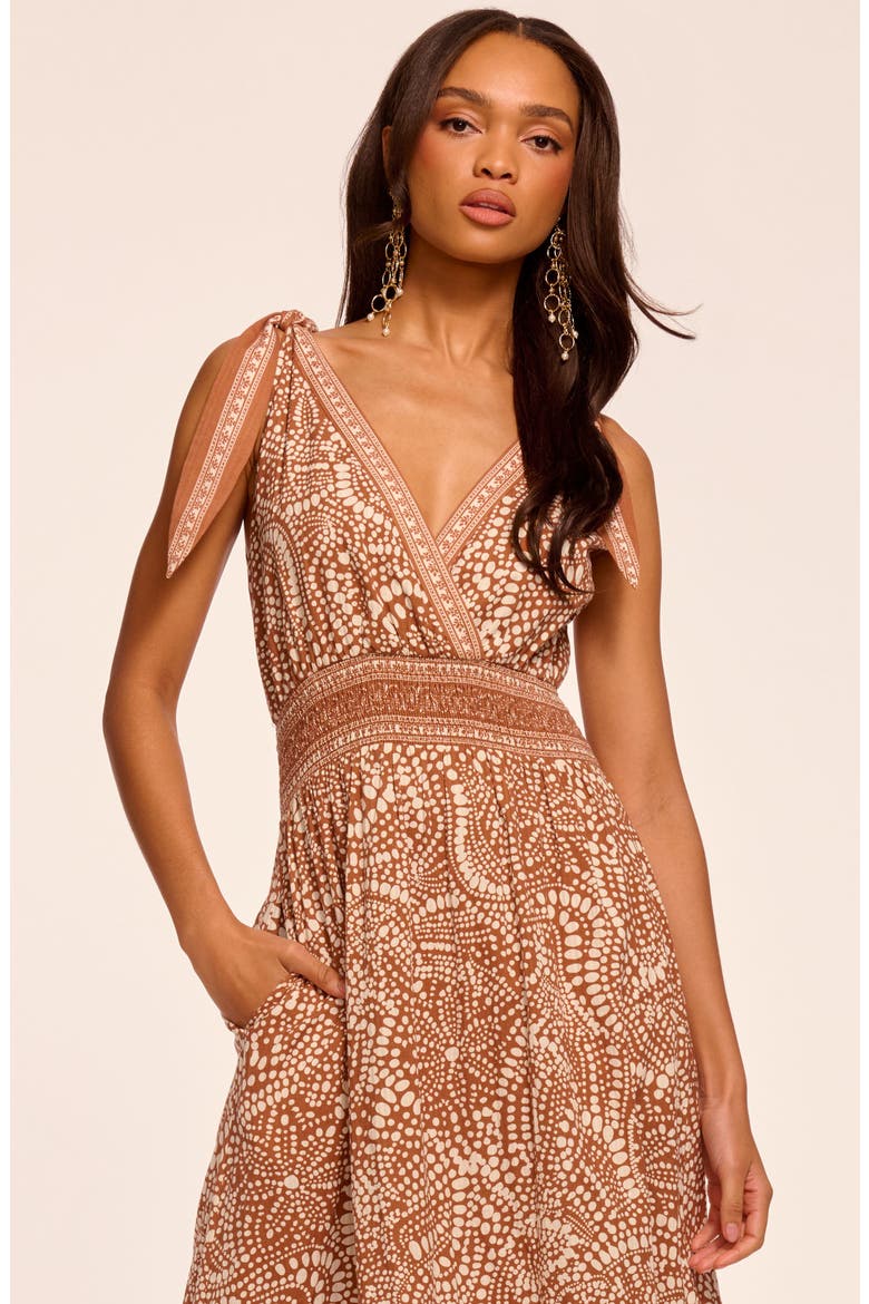 Mariam Tie Strap Handkerchief Hem Maxi Dress, Alternate, color, COFFEE DOT
