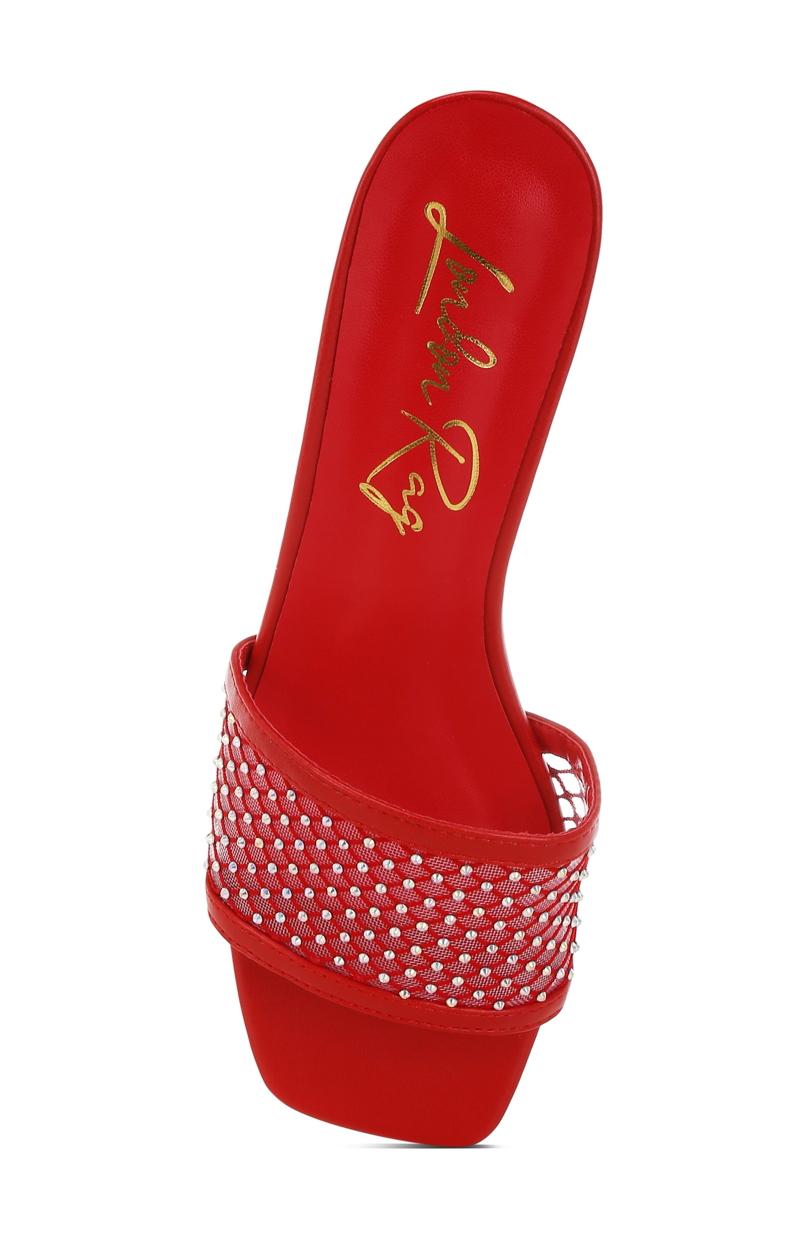 LONDON RAG Kenzia Rhinestone Studded Sandal, Alternate, color, Red