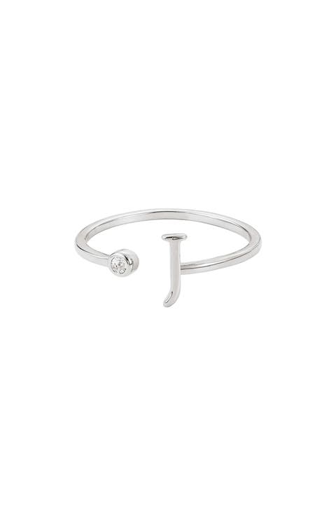 Cubic Zirconia Initial Adjustable Band Ring