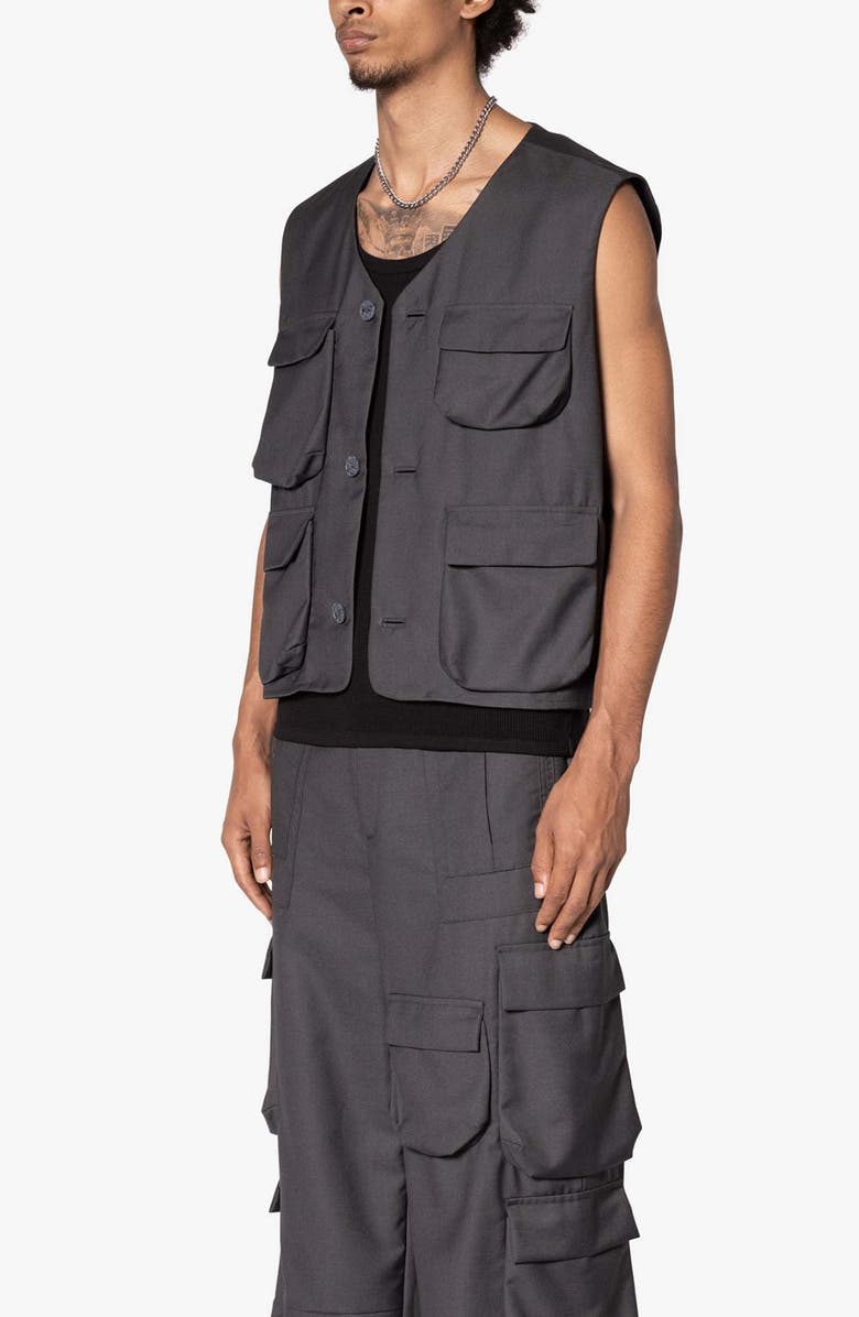 mnml Bonded Cotton Gabardine Cargo Vest, Alternate, color, 