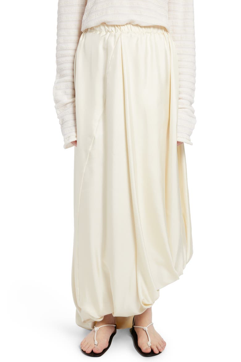 Hana Asymmetric Bubble Hem Silk Maxi Skirt, Main, color, IVORY