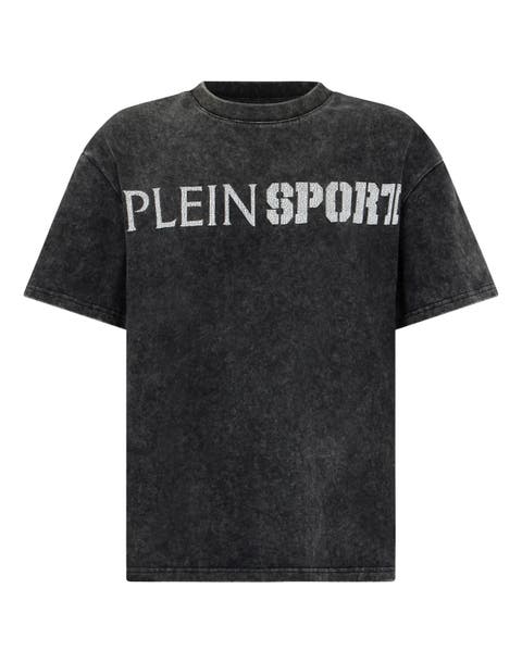Washed Round Neck T-Shirt Crackle Scratch Men