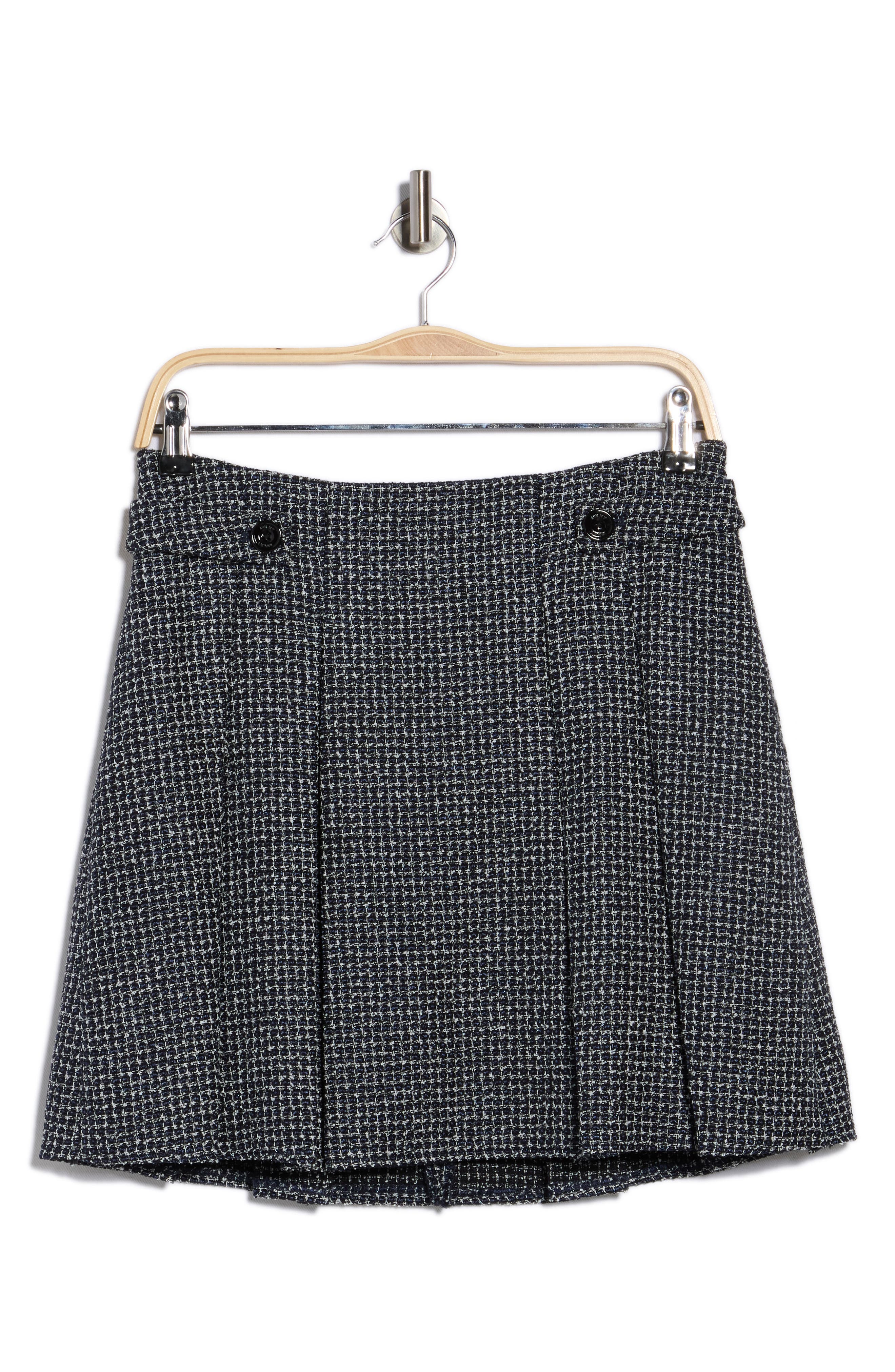 DKNY Pleated Tweed Miniskirt