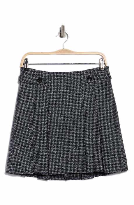 DKNY Pleated Tweed Miniskirt