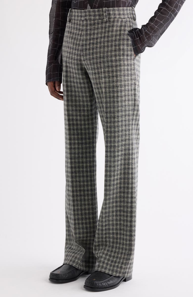 Acne Studios Palvin Check Wool Mouline Trousers, Alternate, color, Black/ White