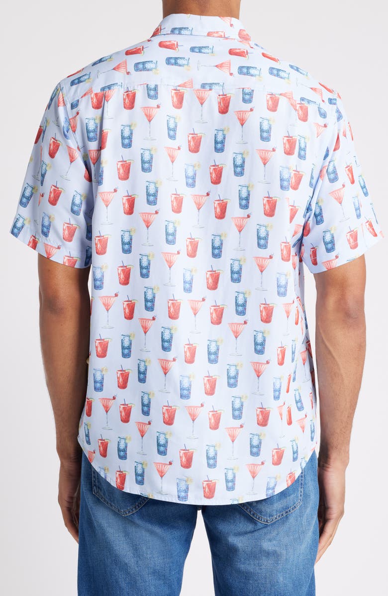 Tommy Bahama Coconut Point Red, White and Cheers IslandZone<sup>®</sup> Short Sleeve Button-Up Shirt, Alternate, color, Chambray Blue