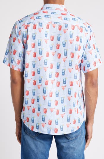 Coconut Point Red, White and Cheers IslandZone<sup>®</sup> Short Sleeve Button-Up Shirt