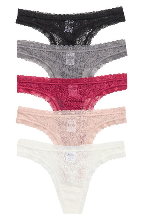 Assorted 5-Pack Lace Thongs