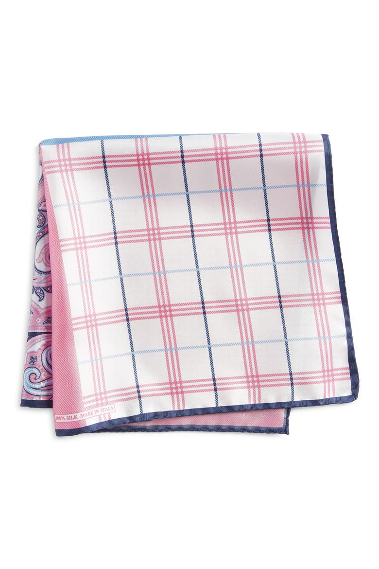 Four Panel Silk Pocket Square, Main, color, PINK