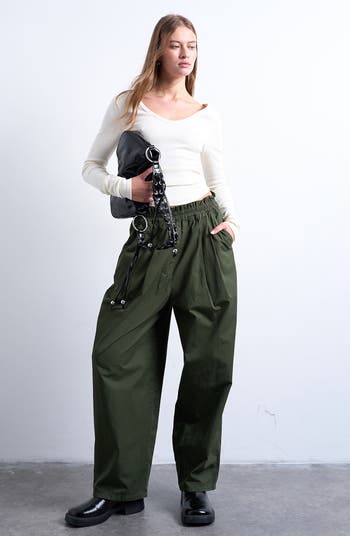 Double V-Neck Long Sleeve Stretch Cotton Rib Top