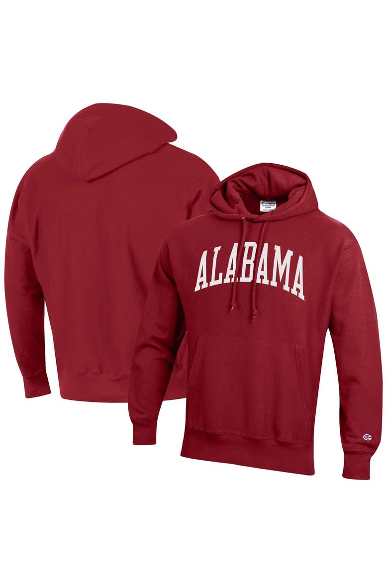 Men's Champion Crimson Alabama Crimson Tide Team Arch Reverse Weave Pullover Hoodie, Main, color, Crimson