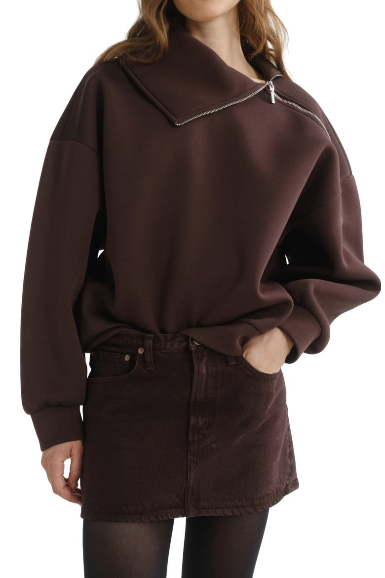 Coyle Asymmetrical Zip Sweatshirt, Main, color, DEEP ROAST DK CHOCOLATE BROWN