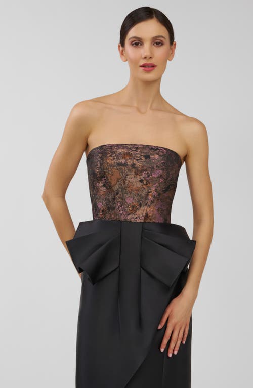 Kay Unger Vanessa Strapless Column Gown In Multi
