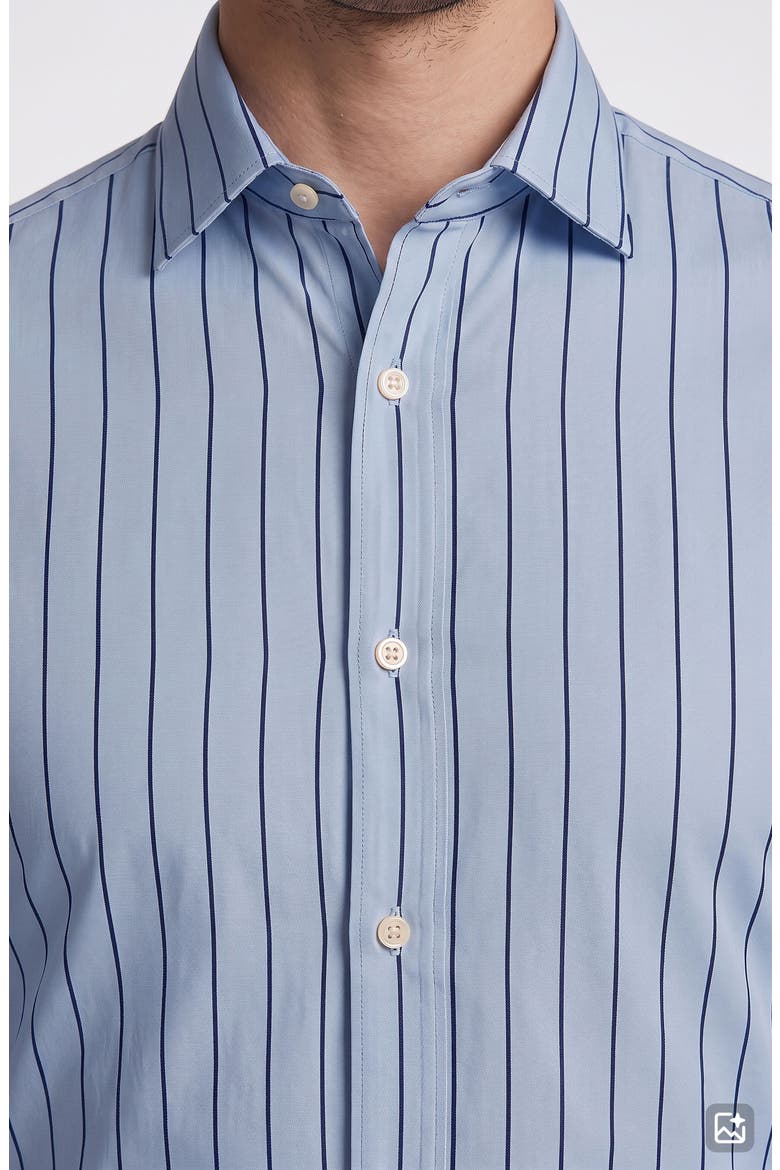 Striped Cotton Dress Shirt, Alternate, color, BLUE