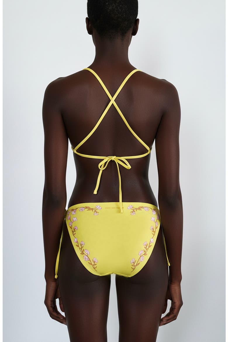 Yellow Garden Reversible Triangle Bikini Top, Alternate, color, Yellow