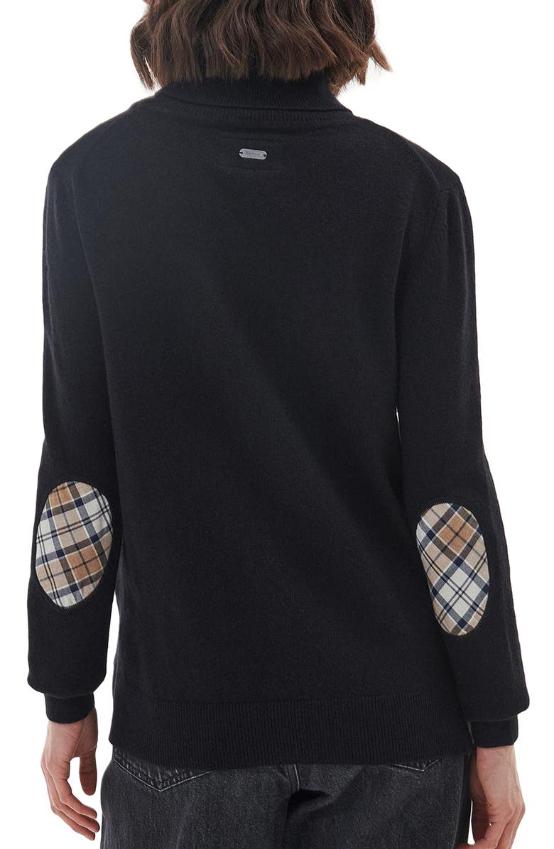 Barbour Pendle Elbow Patch Wool & Cotton Turtleneck Sweater, Alternate, color,