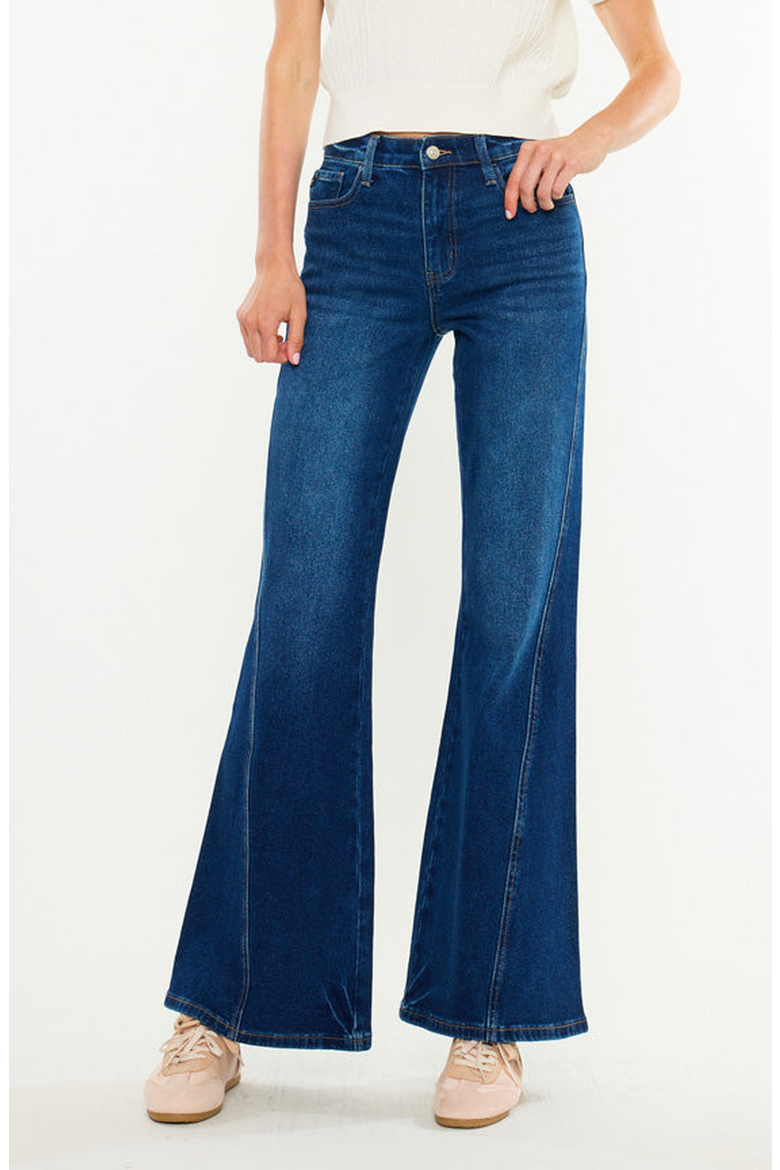 Ava Essentials High Rise Flare Jeans, Main, color, Dark Wash
