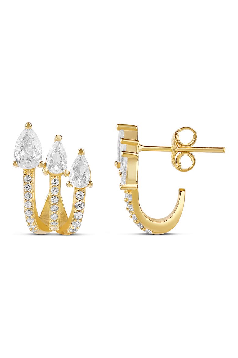 Pavé Cubic Zirconia Wrap Hoop Earrings, Main, color, GOLD/ WHITE