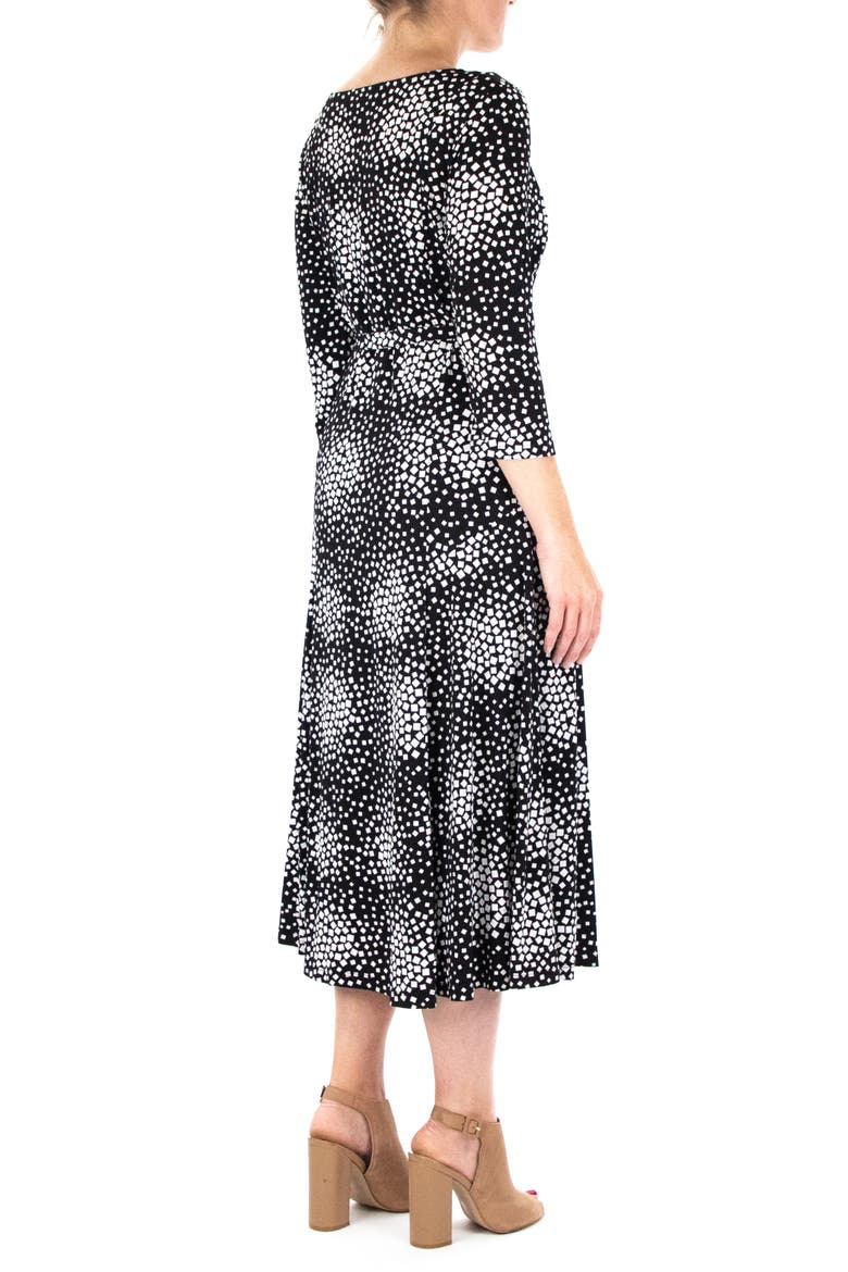 Sylvia Printed Tie Waist Midi Dress, Alternate, color, BLACK/WHITE