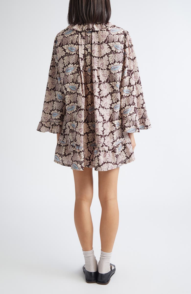 Bode Wisteria Long Sleeve Cotton & Silk Minidress, Alternate, color, Mauve