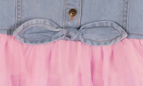Zunie Kids' Birthday Girl Tiered Mesh Dress In Denim Multi