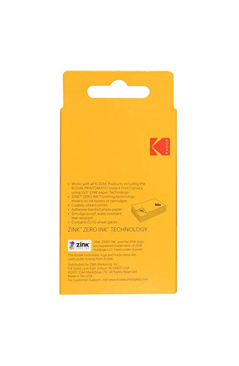 Kodak 2x3 Zink Photo Paper Kit, 50 Sheets, Alternate, color, White