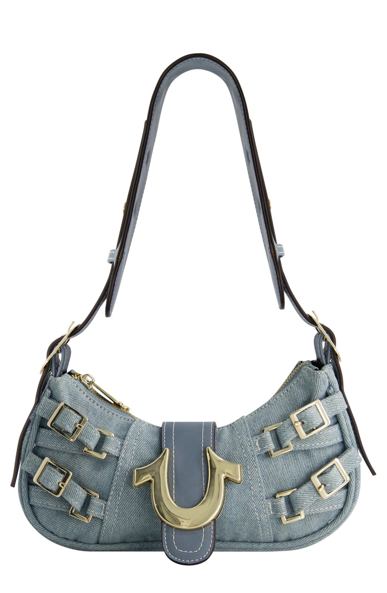 Multi-Strap Denim Shoulder Bag, Main, color, DENIM