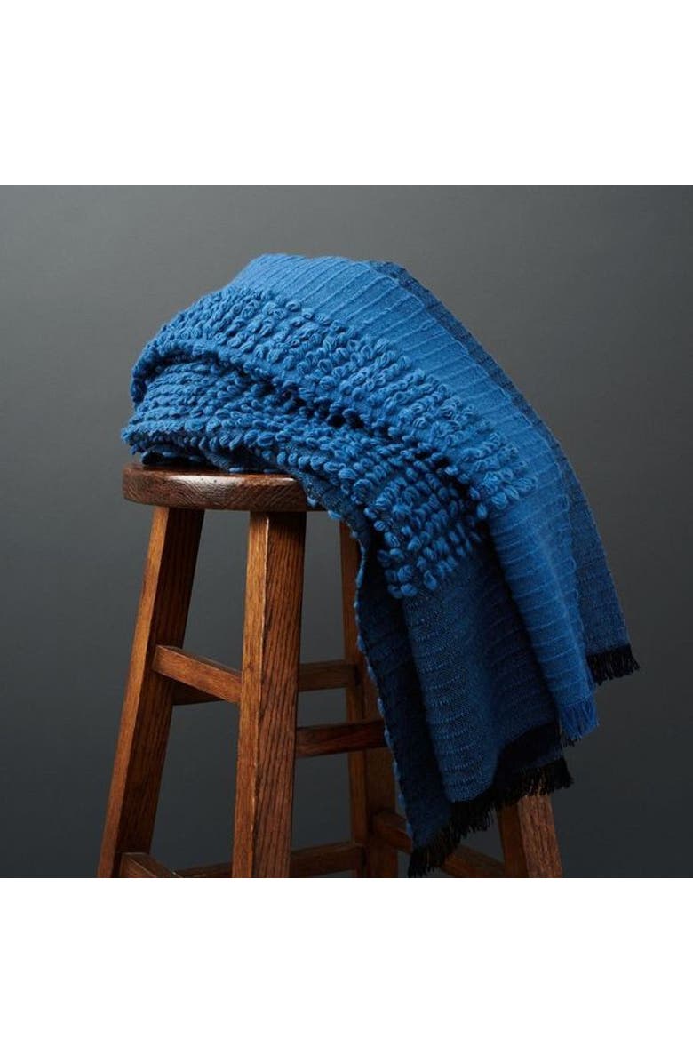 Studio Variously Macaroon Midnight Dark Blue Plush Textured Merino Handloom Throw, Alternate, color, Indigo/Blue
