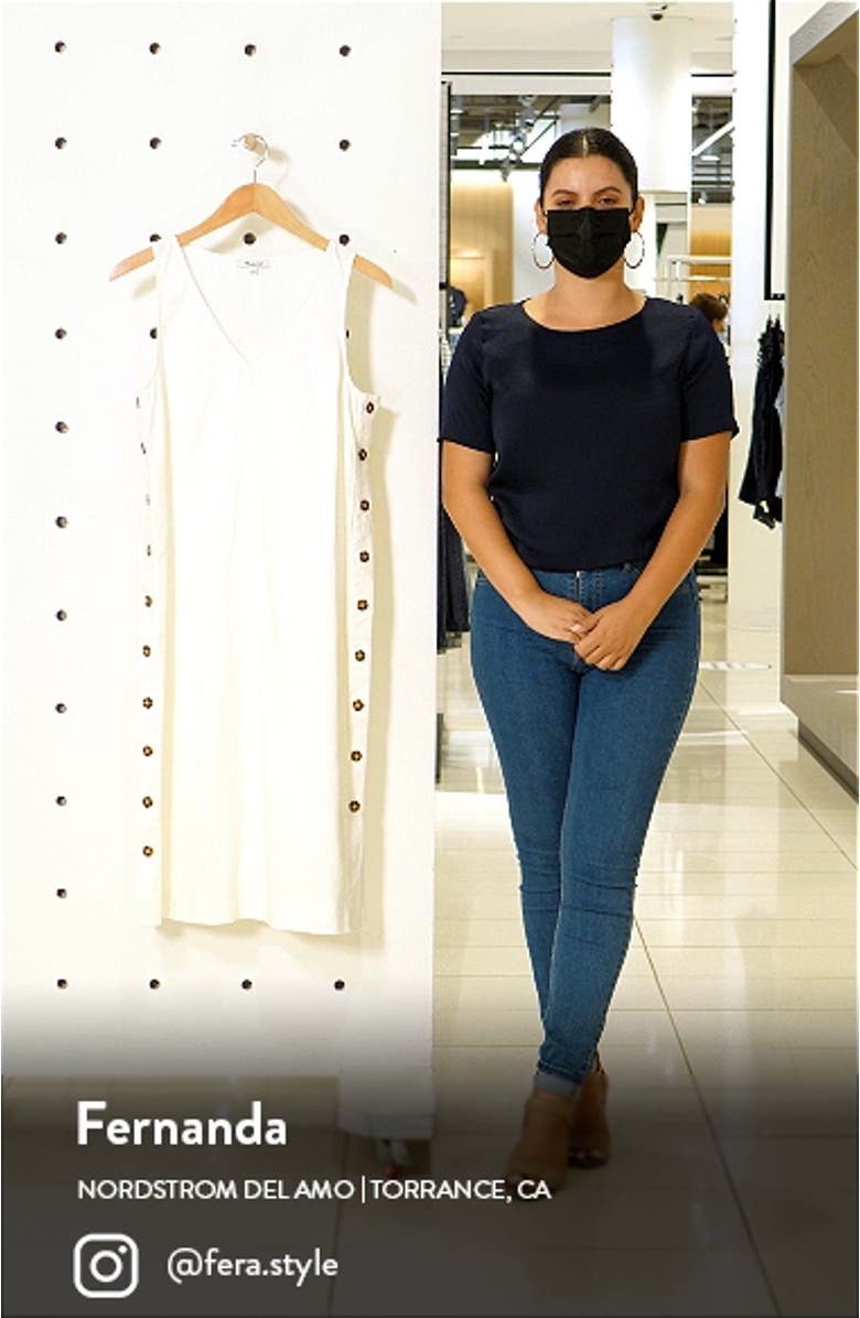 Linen & Cotton Side Button Midi Dress, sales video thumbnail