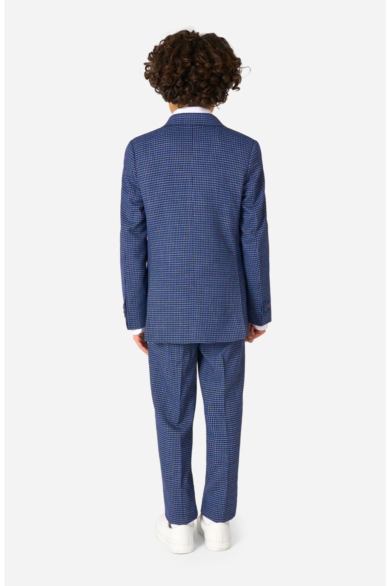 Kids' Daily Tan Navy Houndsooth Check Stretch Suit, Alternate, color, MISCELLANEOUS