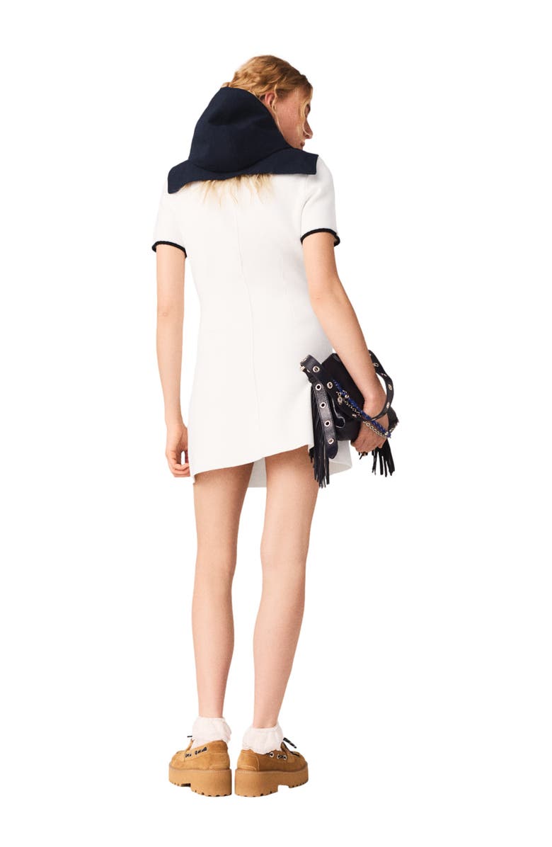 maje Short dress with contrasting trim, Alternate, color, Ecru